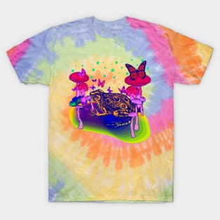 Psychedelic Frog, Magic Mushrooms, & Butterflies Tye Dye T-Shirt